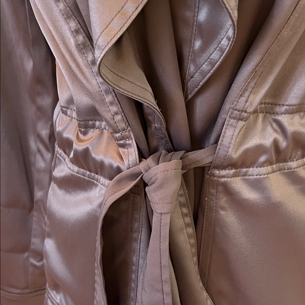 White House Black Market Satin Trench Coat in Brown - Picture 4 of 15